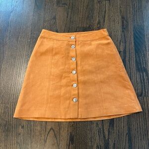 Divided H&M Skirt Adult Size 6 Brown Snap Buttons Faux Suede